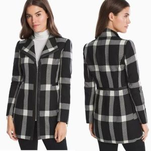 White House Black Market Plaid Wool Coat Size M